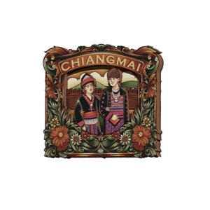 Chiangmai Wood magnet Traditional costumes