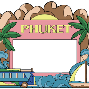 Phuket Magnet PVC Picture Frame Phuket bus and sailing