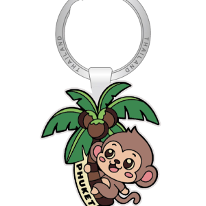 Phuket Solid Keychain Whimsical Coconut tree and monkey