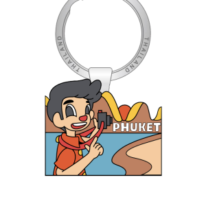 Phuket Solid Keychain Whimsical Tourist with camera