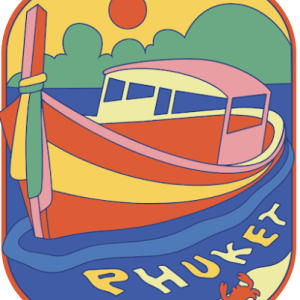 Phuket PVC Tag bag Retro long tail boat and flower