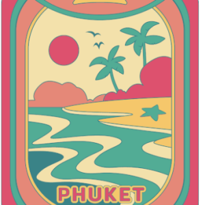 Phuket PVC Tag bag Retro window sea view