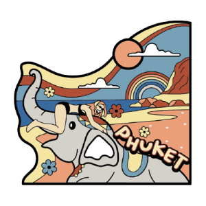 Phuket PVC Magnet Retro girl with elephant